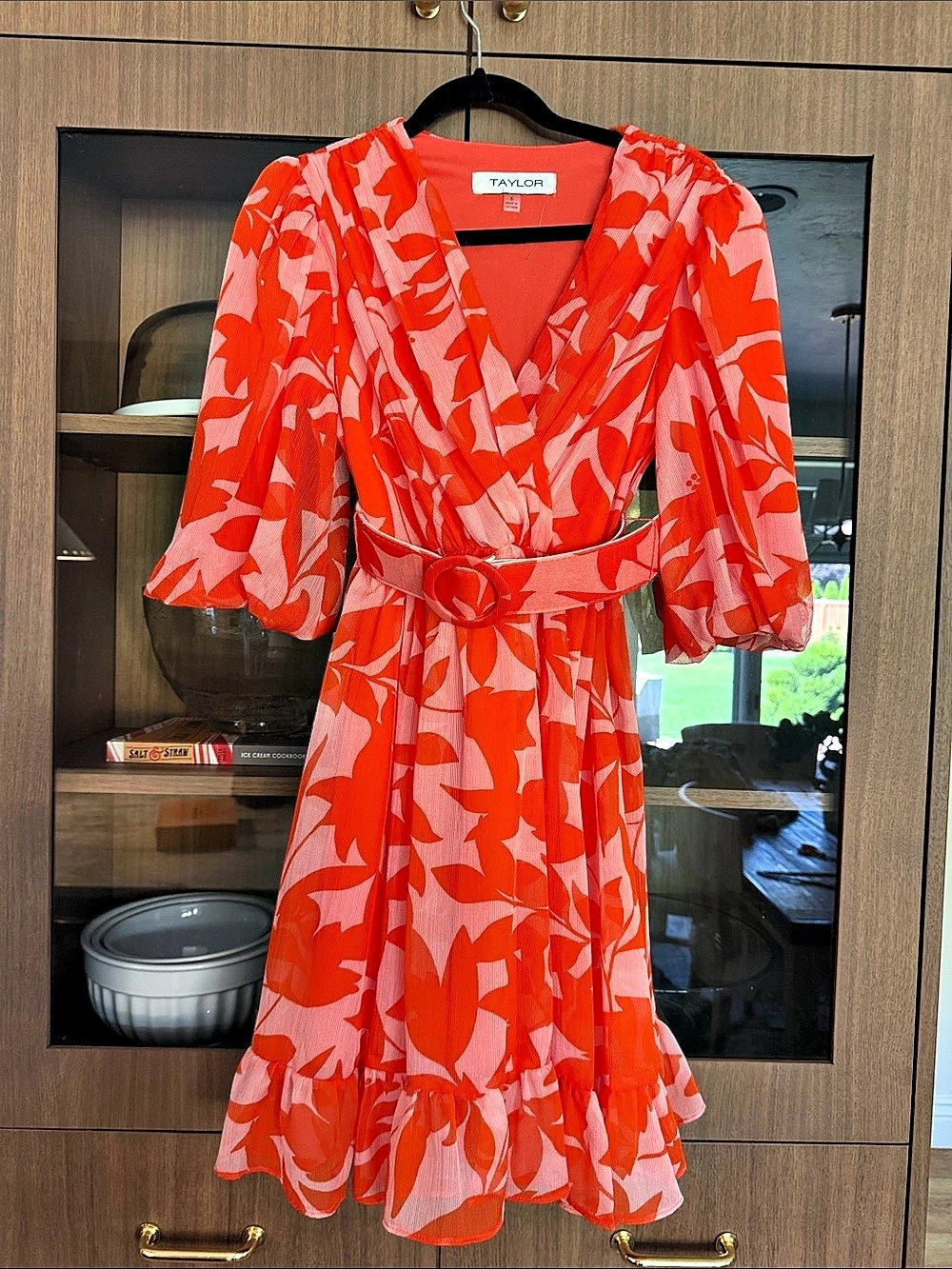 Pink and orange midi dress